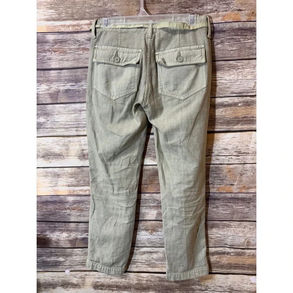 Lucky Brand Mid Rise Utility Straight Leg Pants Women 0 25 Olive Green Belted‎ - Picture 8 of 13